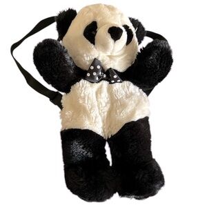 Kids Plush Backpack Black and White Panda